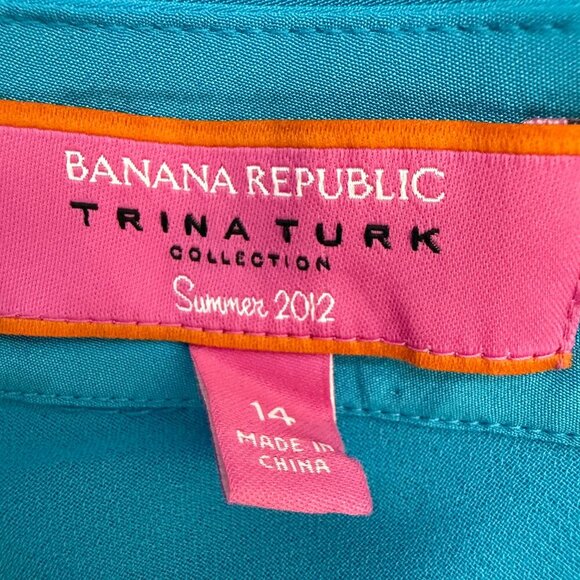 Banana Republic Trina Turk 100% Silk One Shoulder Mini Dress Women's 14 Blue - Picture 9 of 12